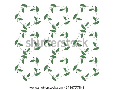 Hand drawn circle leaf floral seamless pattern.simple froral cicle style.