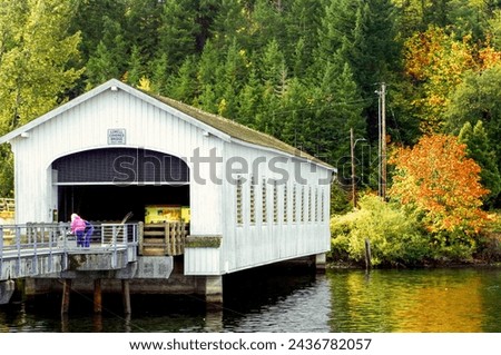 Covered bridge with fall colors
