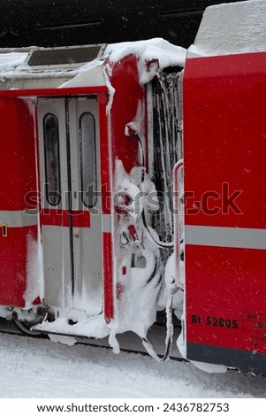 Train in Pontresina in Switzerland Royalty-Free Stock Photo #2436782753
