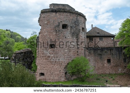 Heidelberg palace, castle in Germany nature. Heidelberg Schloss ancient medieval ruins, German brick wall fortress, cloudy sky background.