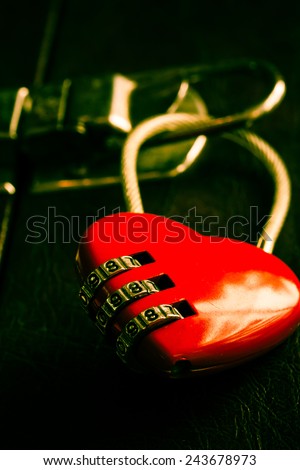 heart shape lock ,vintage color tone.