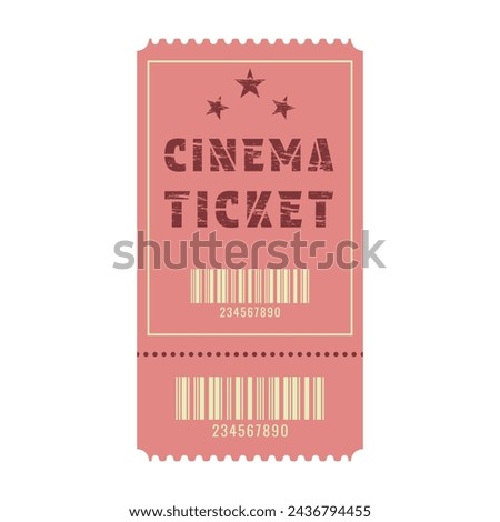 Vector retro cinema ticket with barcode
