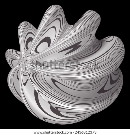 3d abstract shape render, lines stripes