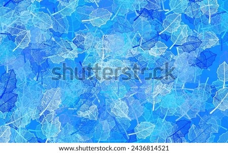 Light BLUE vector doodle pattern with leaves. An elegant bright illustration with leaves and flowers. Brand new style for your business design.