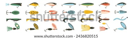 Lure set. Fishing lure icon set. Fishing Bait.