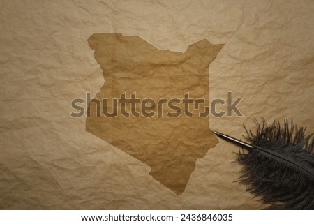map of kenya on a old vintage paper background with old pen