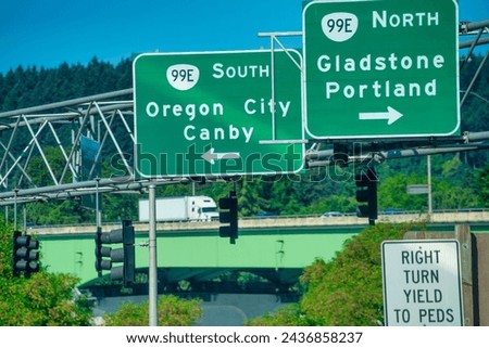 Oregon road signs near Portland.