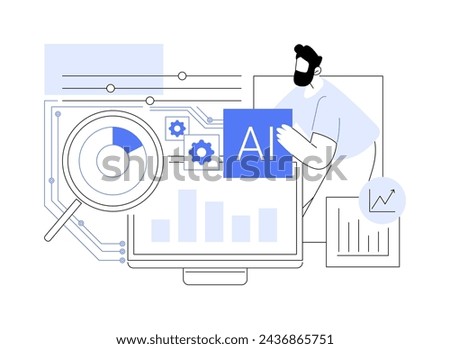 AI-Analyzed Market Research abstract concept vector illustration. Finance and Accounting. Market trends, customer behavior analysis, financial decision-making. AI Technology. abstract metaphor. Royalty-Free Stock Photo #2436865751
