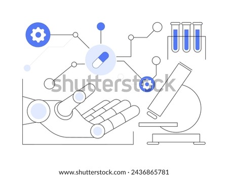 AI-Enhanced Drug Discovery abstract concept vector illustration. Healthcare. AI-powered simulations and data analysis. Pharmaceutical and biopharma research. AI Technology. abstract metaphor. Royalty-Free Stock Photo #2436865781