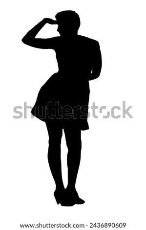 young woman silhouette and body expression black and white vector image fashion beauty on white background transparent mocup.