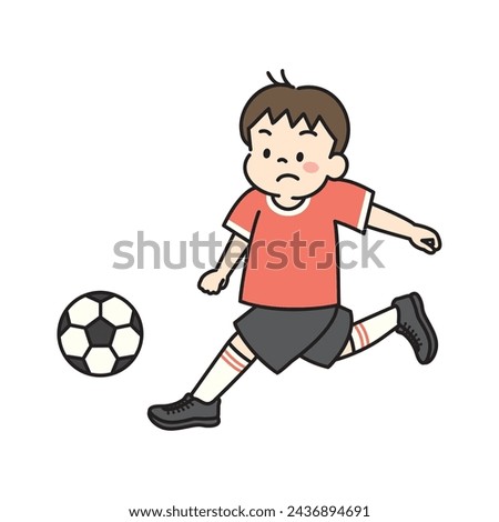 Vector illustration of boy playing soccer