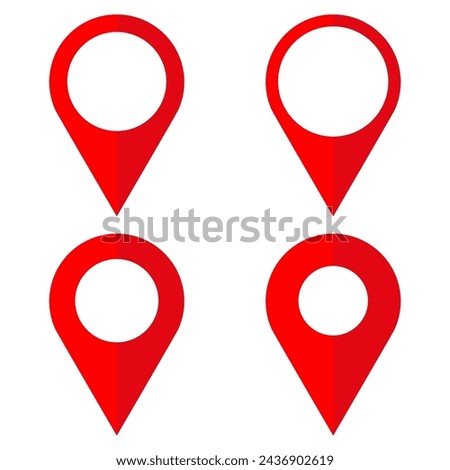 Set of Red Map Pointer Icons. Vector illustration. EPS 10.