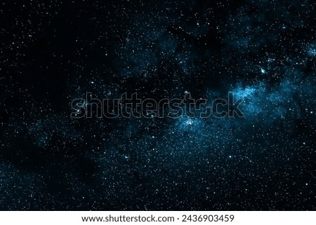 greenish blue dramatic galaxy night panorama from the moon universe space on night sky background Royalty-Free Stock Photo #2436903459
