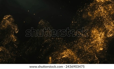 gold smoked soft movement glitter light effect for creative golden on black background