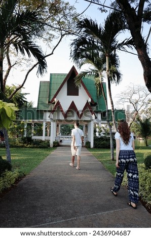 Asian architecture and gardens and vacation at Bangkok hotels
