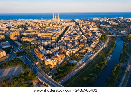 Modern buildings in the coastal residential areas of Sant Adria de Besos and Badalona. Barcelona. Spain Royalty-Free Stock Photo #2436905491
