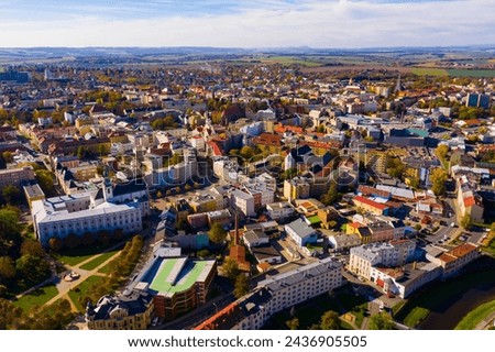 Aerial view of picturesque Czech town Opava, Moravian-Silesian Region Royalty-Free Stock Photo #2436905505