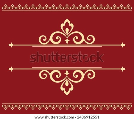 Vintage golden and red element. Graphic vector design. Damask graphic ornament