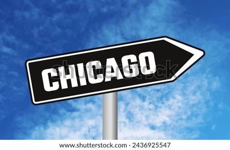 Chicago road sign on sky background