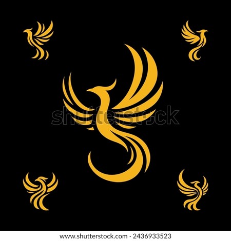 Set simple phoenix logo. Phoenix modern logo concept