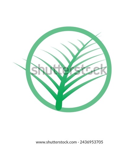 this is a simple flat logo that depicts a palm leaf on a round circle in green color that can be used for palm tree related products or purposes