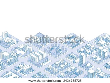 Three-dimensional view of the townscape. Cityscape. Royalty-Free Stock Photo #2436955725