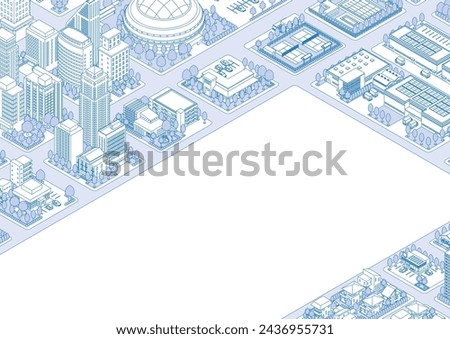 Three-dimensional view of the townscape. Cityscape. Royalty-Free Stock Photo #2436955731