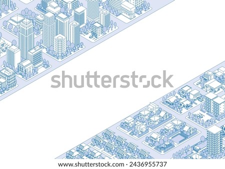 Three-dimensional view of the townscape. Cityscape. Royalty-Free Stock Photo #2436955737