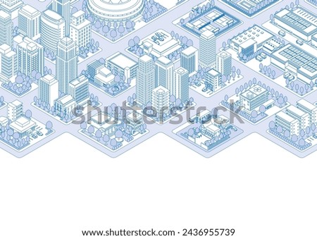 Three-dimensional view of the townscape. Cityscape. Royalty-Free Stock Photo #2436955739