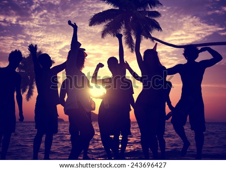 People Celebration Beach Party Summer Holiday Vacation Concept Royalty-Free Stock Photo #243696427