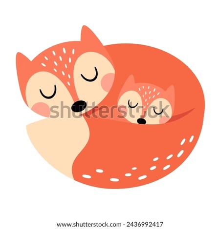 Animal clipart. Happy Mothers day clipart. Mom and baby animals in cartoon flat style, perfect for scrapbooking, stickers, tags, greeting cards, invitations, posters. Hand drawn vector illustration.