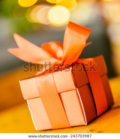 Christmas gift box on bokeh background - Vintage effect style pictures