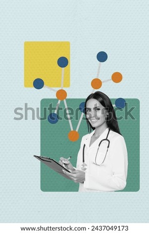 Collage 3d image of pinup pop retro sketch of doctor immune system illness prevention wellbeing healthy concept weird freak bizarre unusual Royalty-Free Stock Photo #2437049173