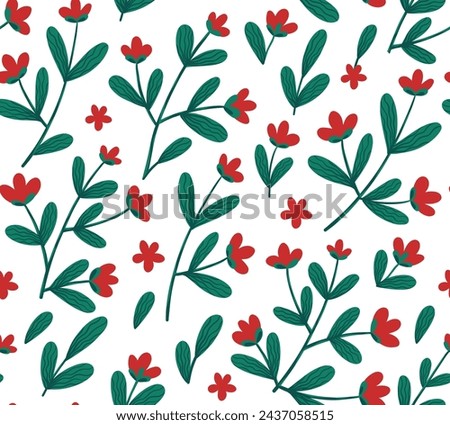 Seamless pattern with abstract red flowers. Floral background. Seamless vector pattern for design and fashion prints