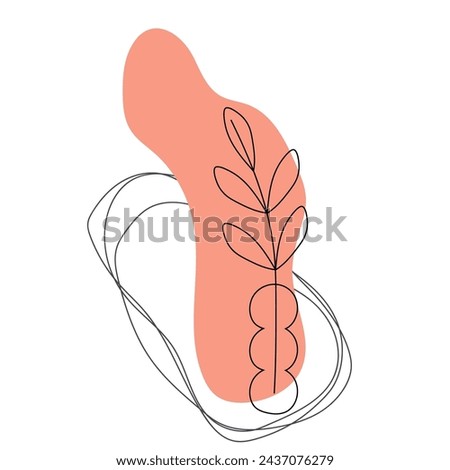 Boho stylized hand drawn twig in a vase. Element for logo, business card, booklet