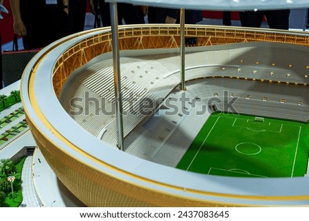 Model of a modern football field stadium