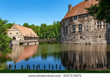 Water castle Vischering, Luedinghausen, North Rhine-Westphalia, Germany, Europe.
Vischering Castle is the most typical moated castle in the Muenster region of Germany. Royalty-Free Stock Photo #2437119871