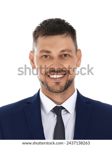 Passport photo. Portrait of man on white background