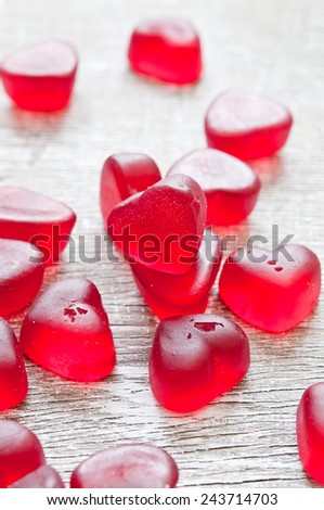 Fruit jellies candy hearts