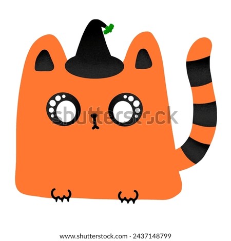 Halloween Cat With Wearing Witch Hat Cartoon illustration For Halloween Festival Decoration