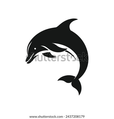 Dive into Delight Cartoon Silhouette of Dolphin Logo Icon in Vector