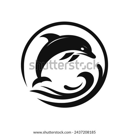 Playful Elegance: Cartoon Silhouette of Dolphin Logo Icon