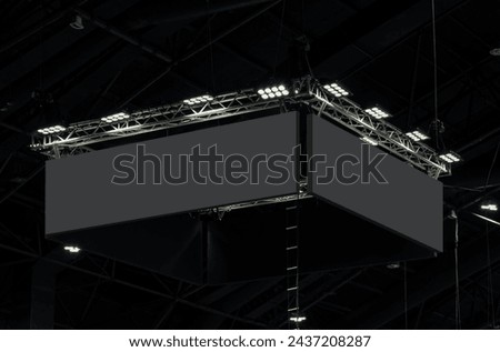 Hanging black horizontal billboard with clipping path for mock up