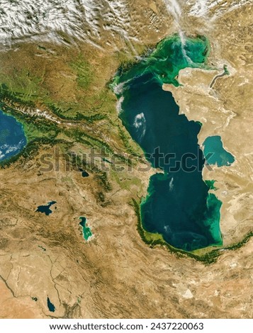 The CaucasusCaspian region. . Elements of this image furnished by NASA.