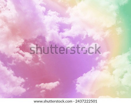 beauty sweet pastel violet and yellow colorful with fluffy clouds on sky. multi color rainbow image. abstract fantasy growing light