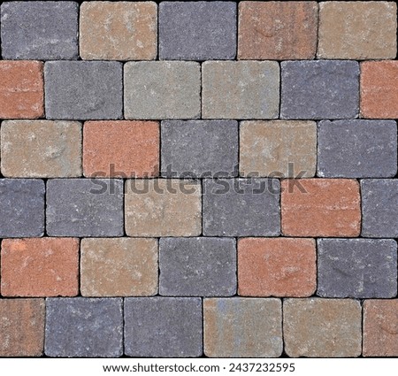 Seamless texture tile useful for rendering of self-locking concrete pavement for use in external applications Royalty-Free Stock Photo #2437232595
