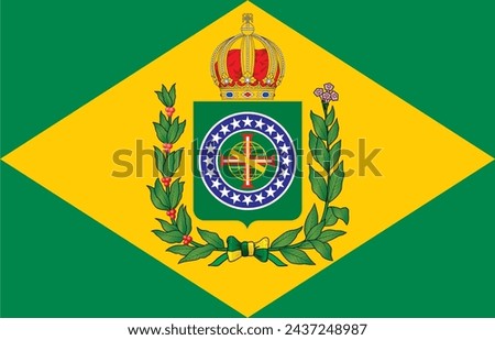 Brazil Empire flag 1853–1889 lesser coat of arms Royalty-Free Stock Photo #2437248987
