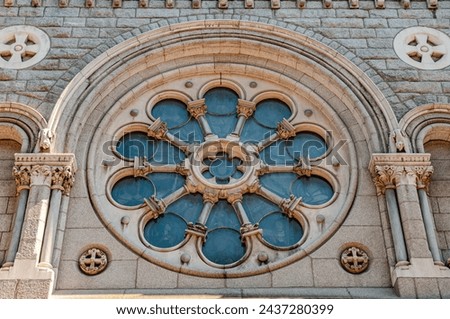 A place of religious devotion in the heart of the hectic Irish capital. This wonderful place of worship, dating back to the 1700s, has a splendid facade with a central rose window. Royalty-Free Stock Photo #2437280399