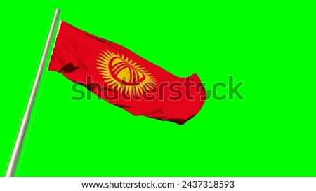 Waving glorious flag of Kyrgyzstan on chroma key screen, isolated - object 3D illustration