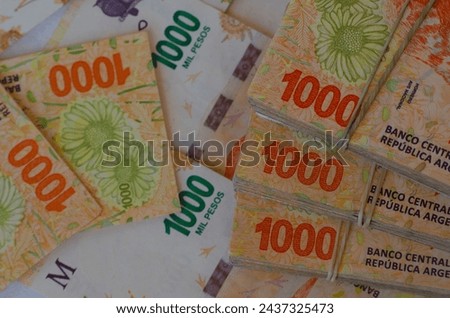 bills of one thousand Argentine pesos, currency of the Argentine Republic, Argentine economy fund